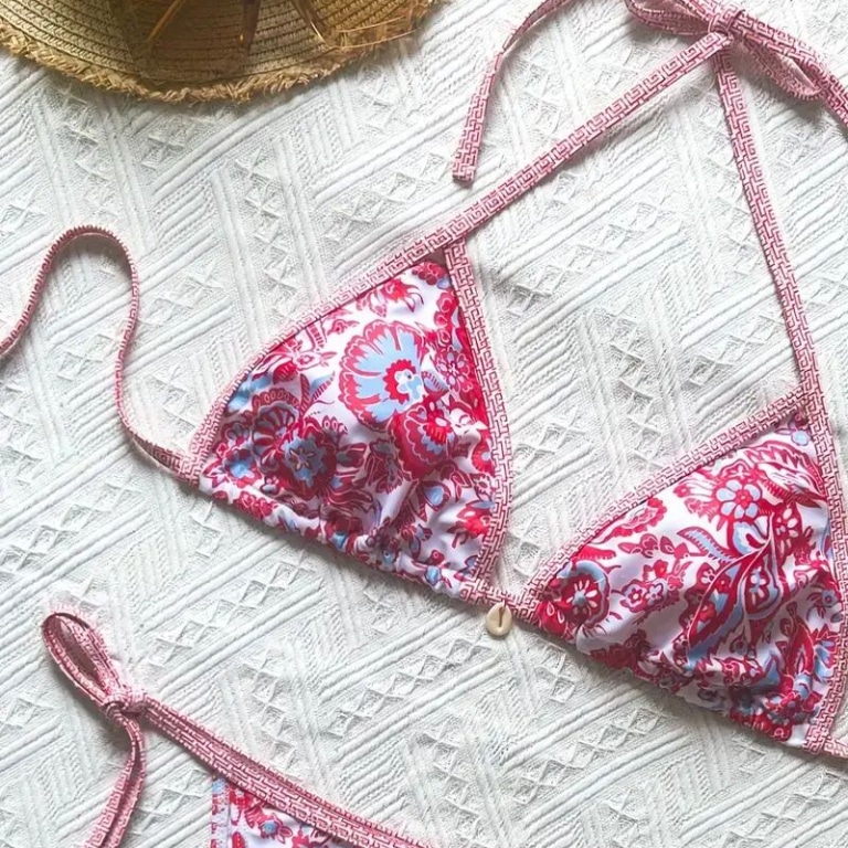 Floral Print Backless Two-Piece Bikini Set
