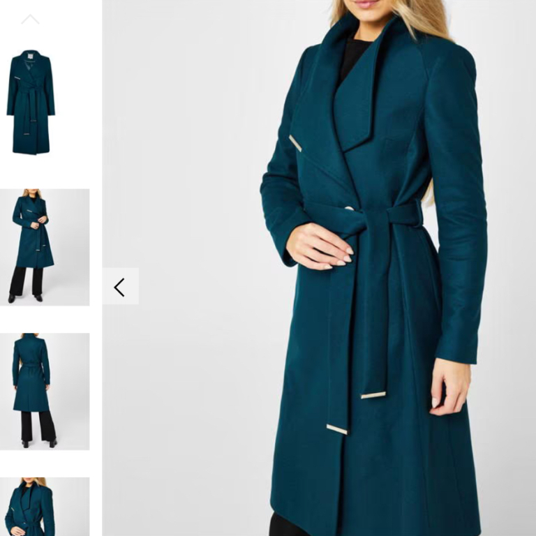 Ted Baker Rose Wool Wrap Coat in Teal Blue sz3/ Aus 12, BNWT