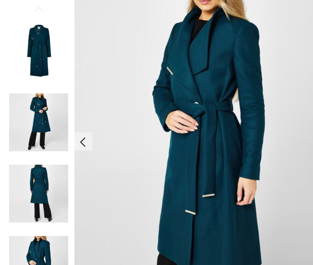 Ted Baker Rose Wool Wrap Coat in Teal Blue sz3/ Aus 12, BNWT
