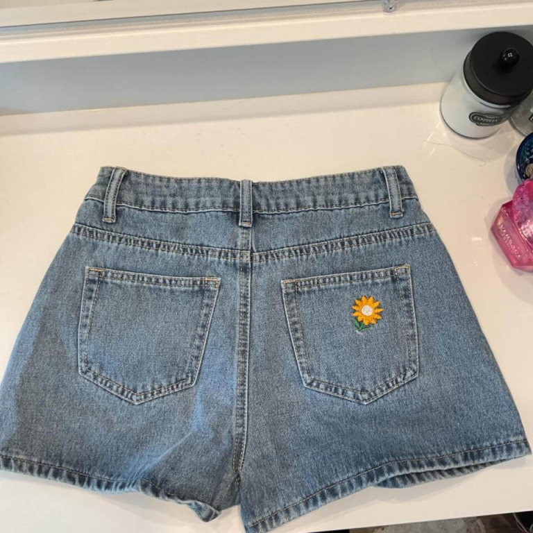 Embroidered Denim Shorts