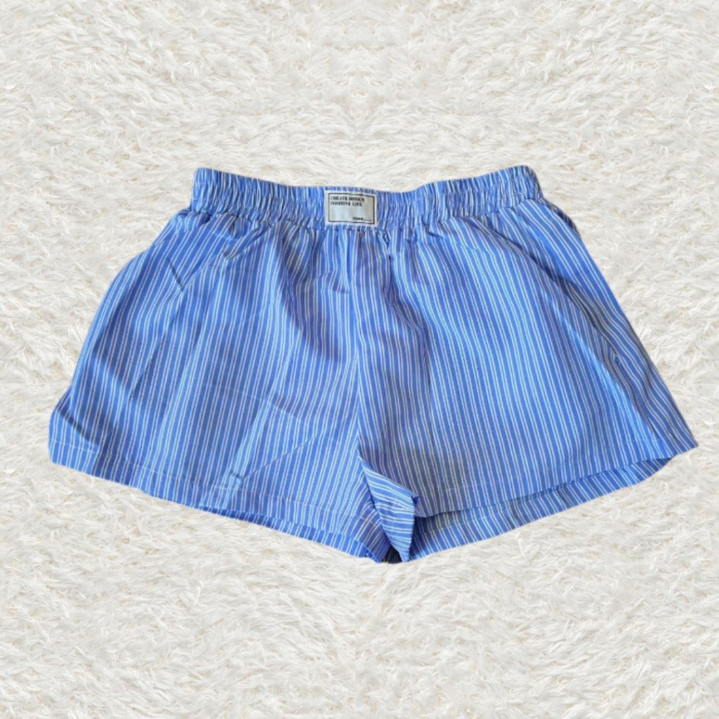 Blue & White Striped Beach Shorts
