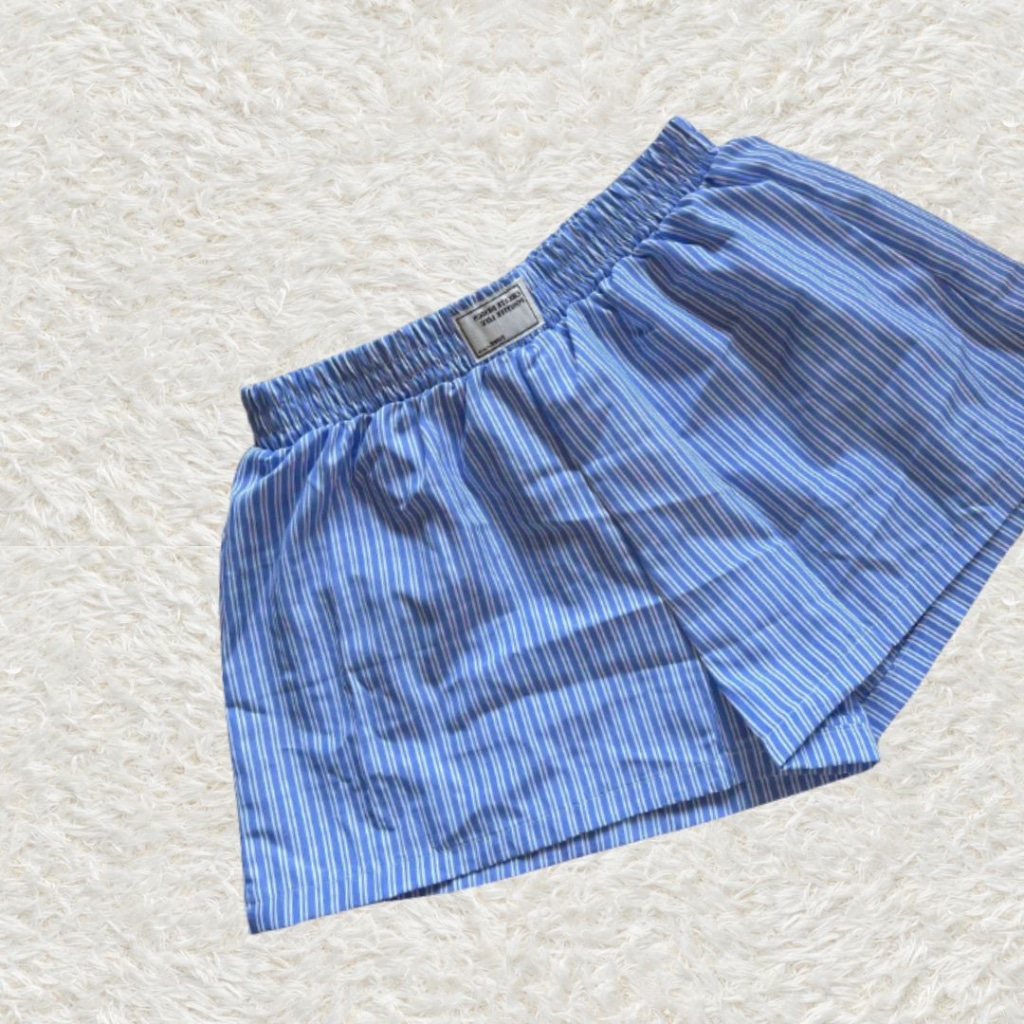 Blue & White Striped Beach Shorts