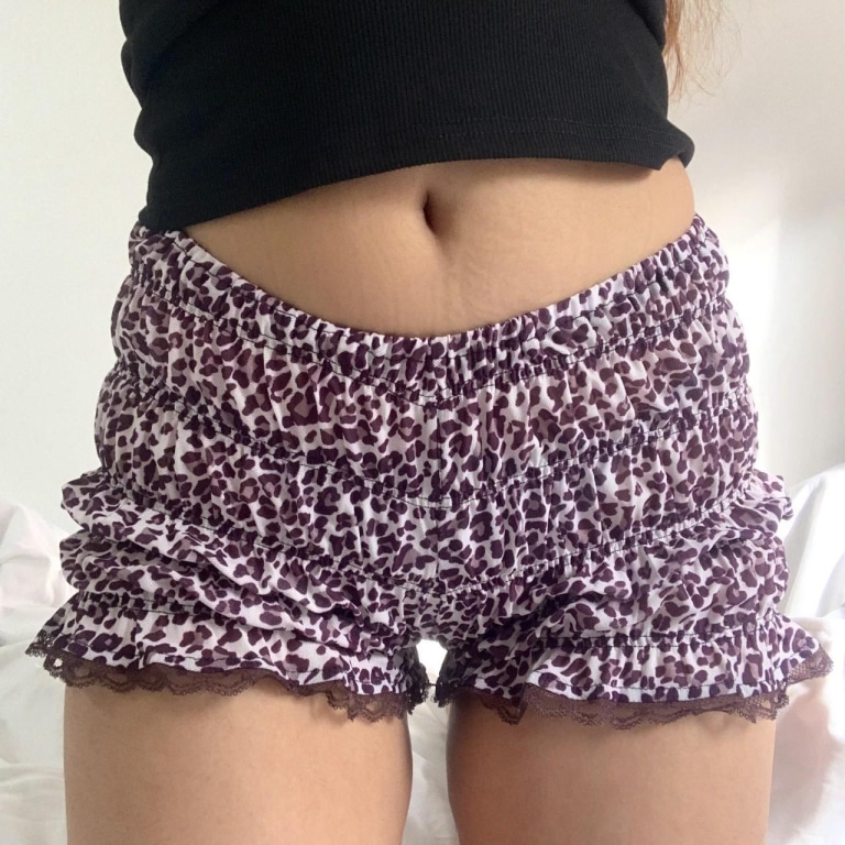 Purple Leopard Print Mesh Bloomers