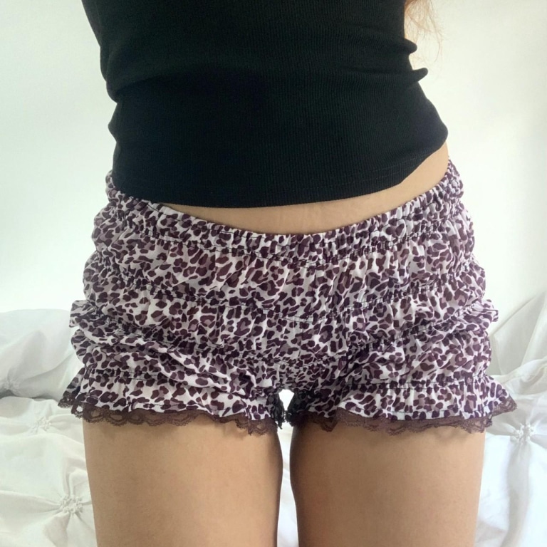 Purple Leopard Print Mesh Bloomers