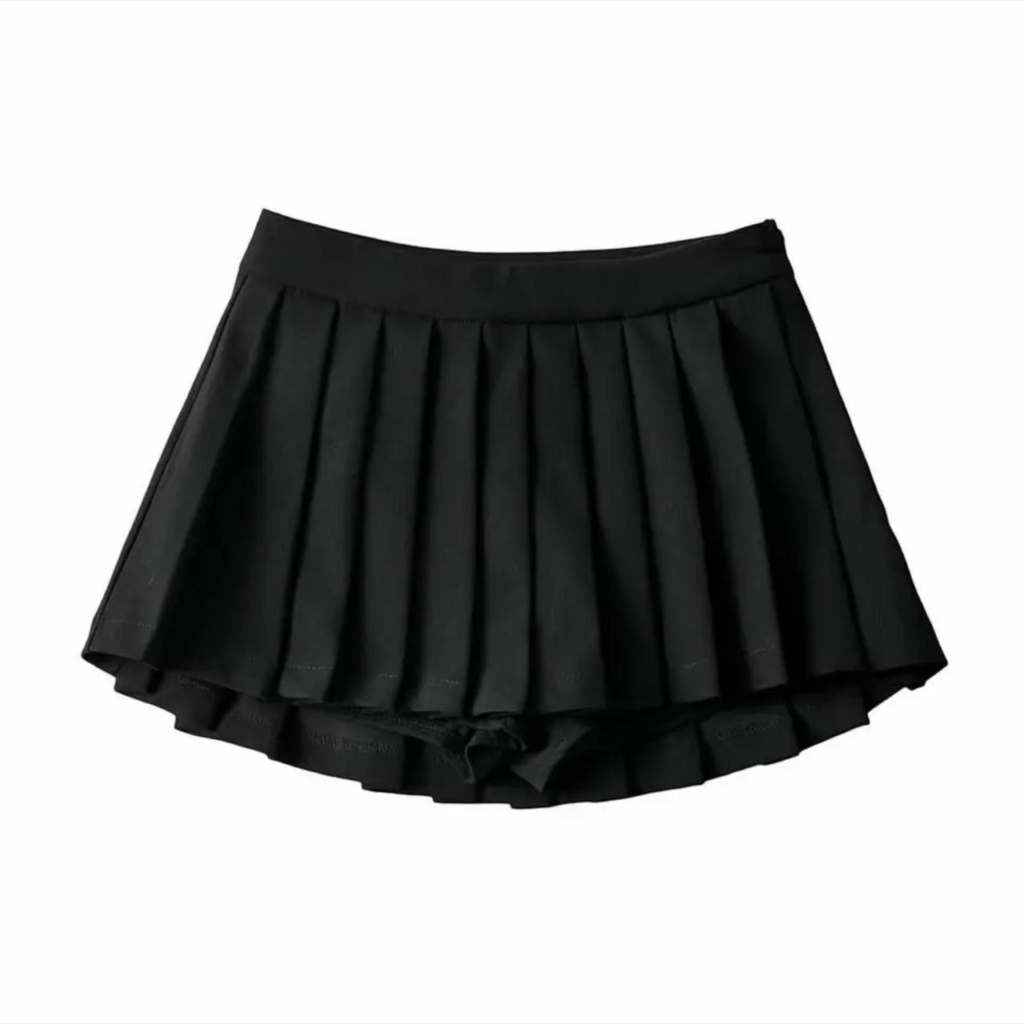 Black Pleated Mini School Girl Skirt