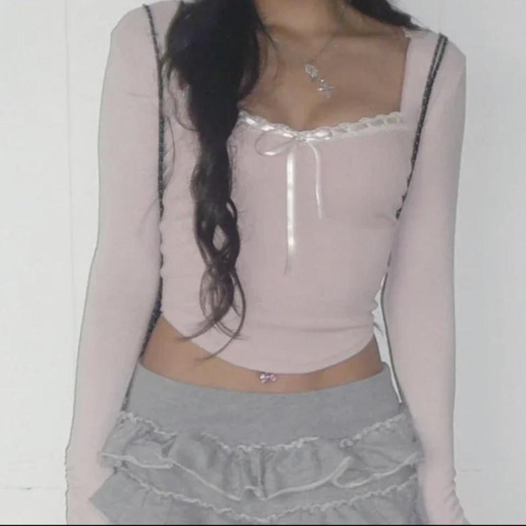 CUTEST Y2K PINK LONG SLEEVE TOP