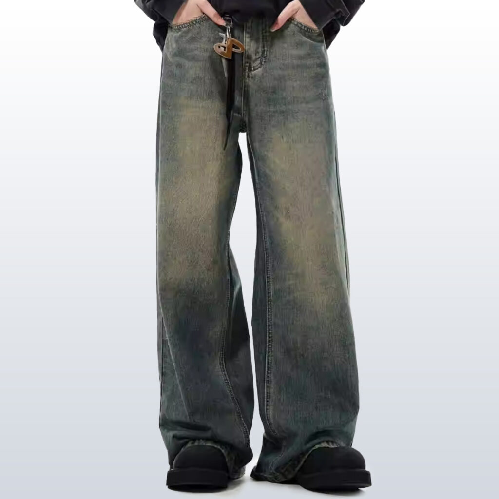 Wide-leg Baggy Washed-blue Jeans - Image 2