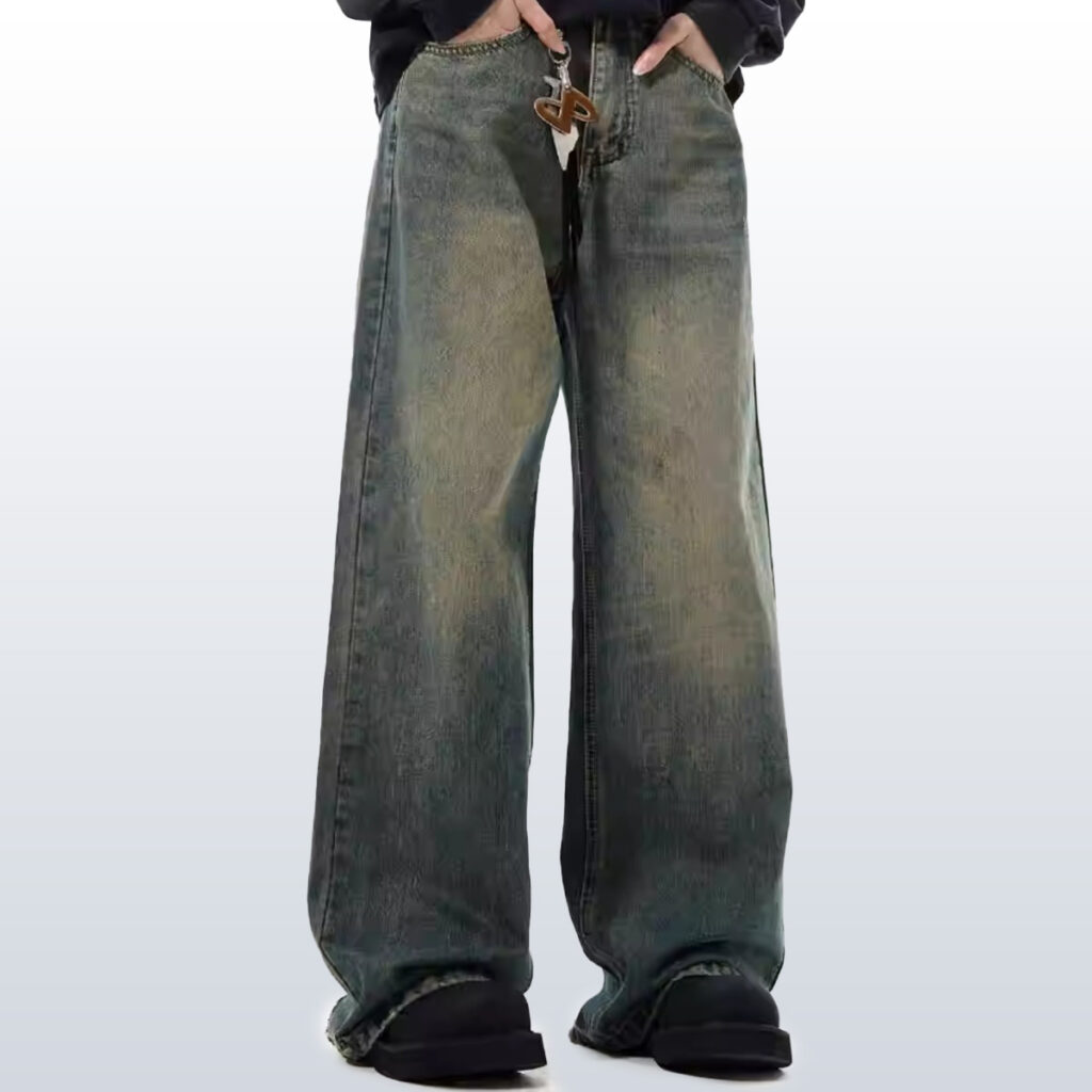 Wide-leg Baggy Washed-blue Jeans - Image 3