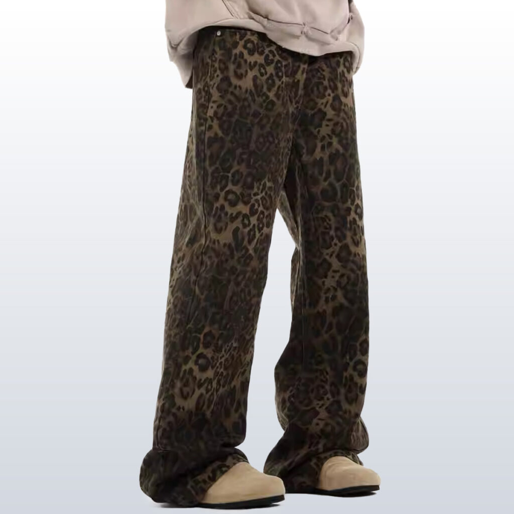 Leopard print baggy pants
