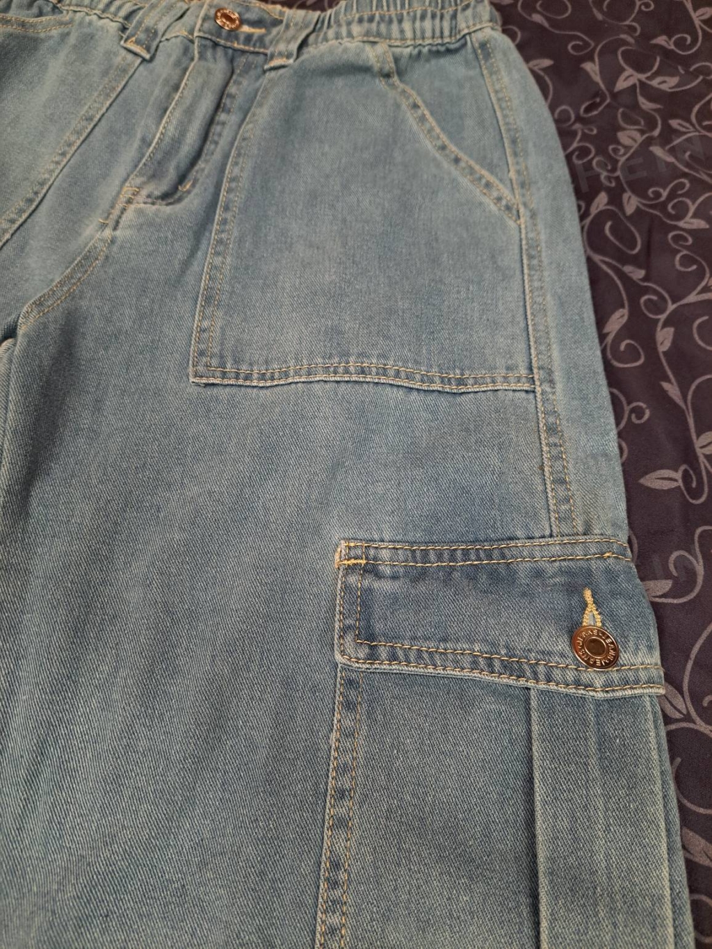 Loose Cargo Pocket Wide Leg Casual Denim Jeans