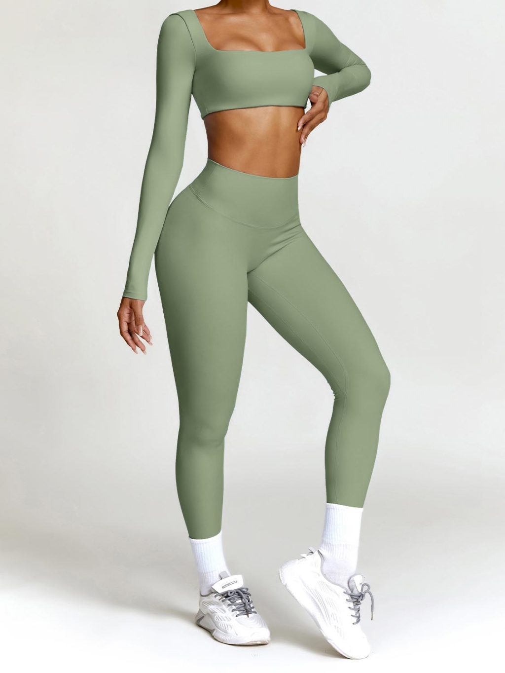 2-piece Long-sleeve Crop & Leggings Set - Image 11