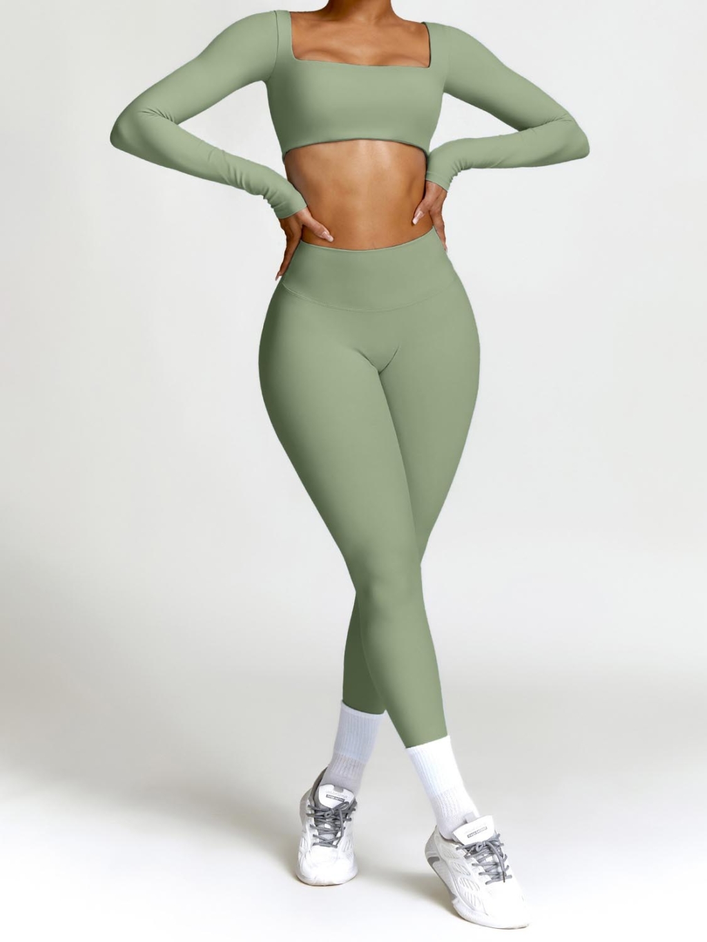 2-piece Long-sleeve Crop & Leggings Set - Image 12