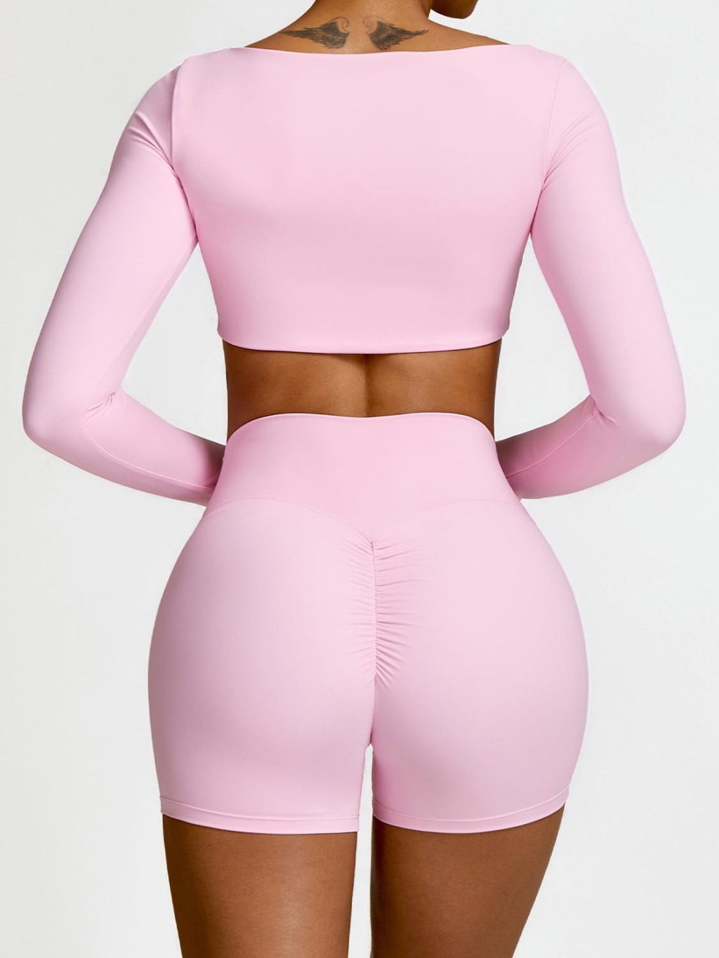 2-piece Long-sleeve Crop & Shorts Set - Image 5