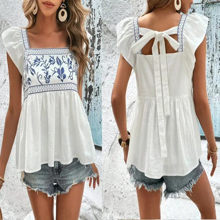 Ruffled Short Sleeve Blouse