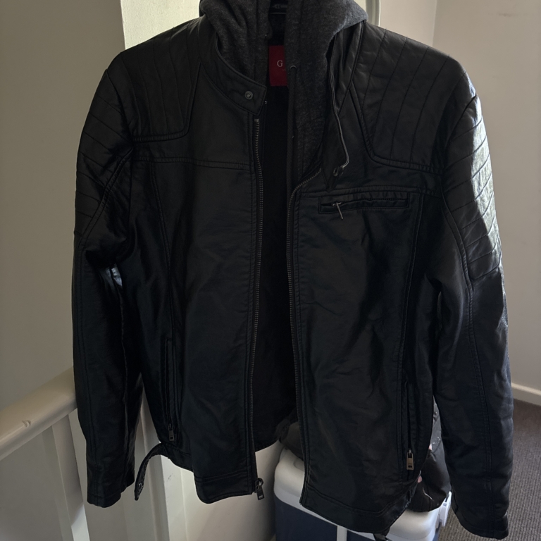 Guess hooded leather jacket