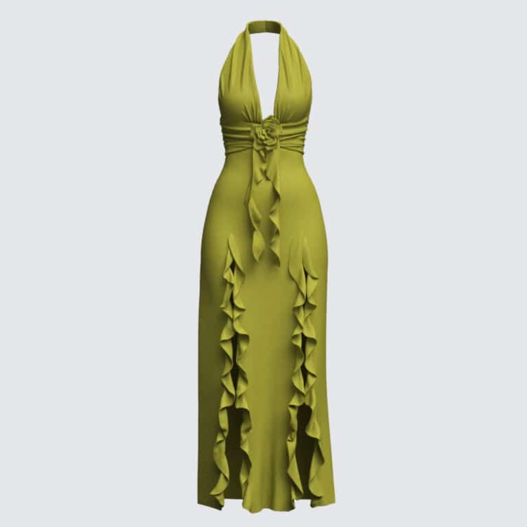 Halter Ruffle Maxi Dress