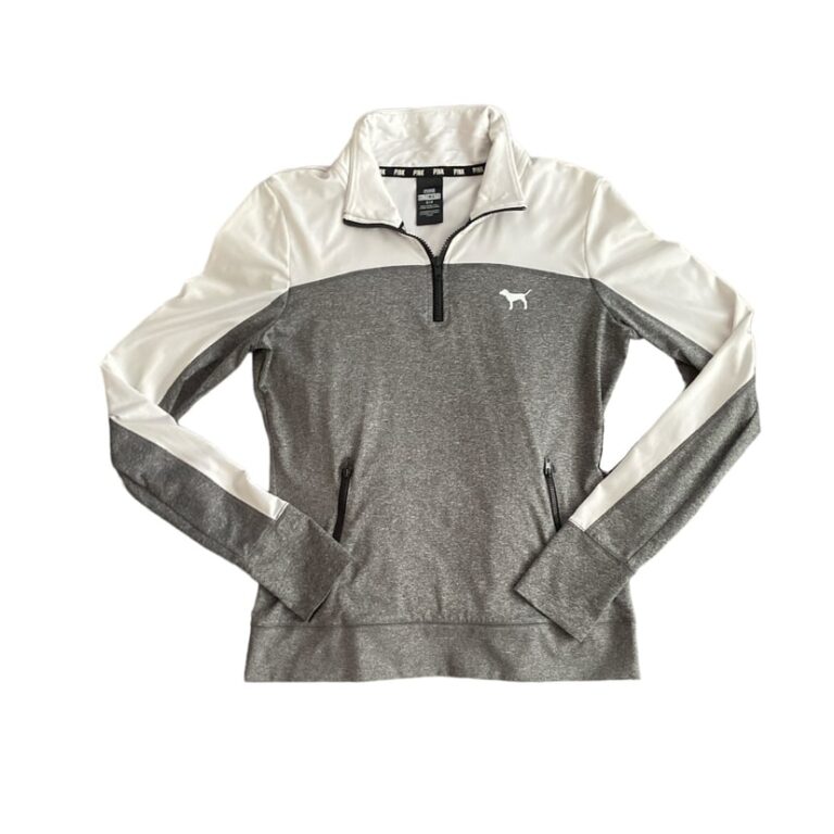 victoria secret pink grey and white collared jacket